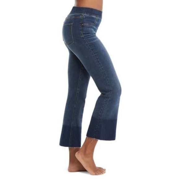 Spanx Distressed Cropped Flared Denim Jeans - Picture 2 of 6